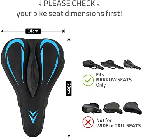 Souke Sports Gel Bike Seat Cover Road Bike Padded Saddle Comfortable Bike Saddle Cushion with Water&Dust Resistant Cover