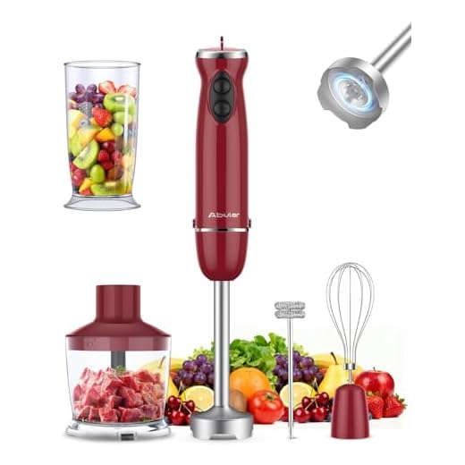 Immersion Blender Hand Blender, Abuler 800W Hand Mixer Stick, 5-in-1, 12 Speed BPA-Free Stick Blender 304 Stainless Steel, Chopper, Whisk, Milk Frother, Beaker, Smoothies, Milkshake, Purée Baby Food, Sauce, Dips, Mayo