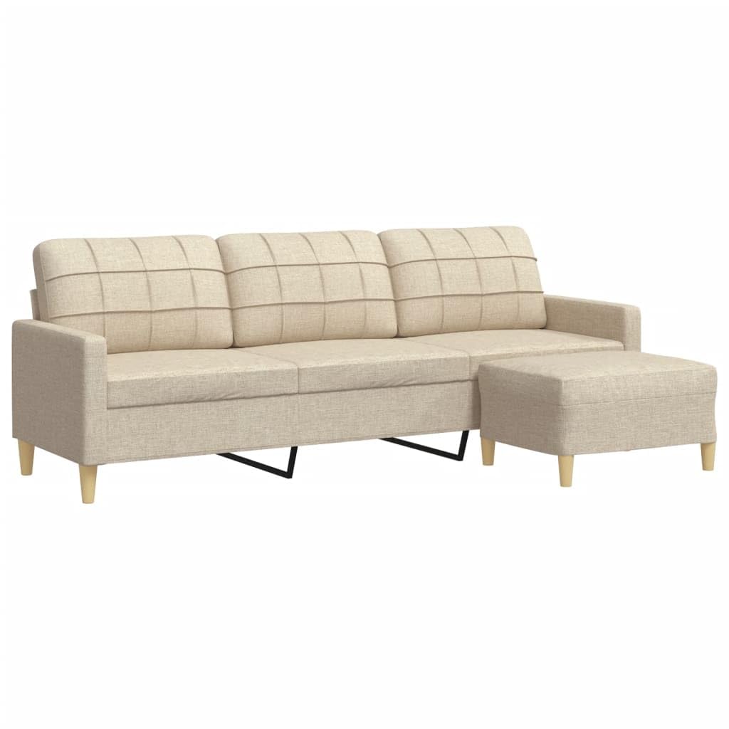 Sofa 3-osobowa z kremowym podnóżkiem, 210 cm