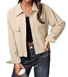 IWOLLENCE Cordjacke Damen Hemdjacke Cordhemd Kurzjacke...