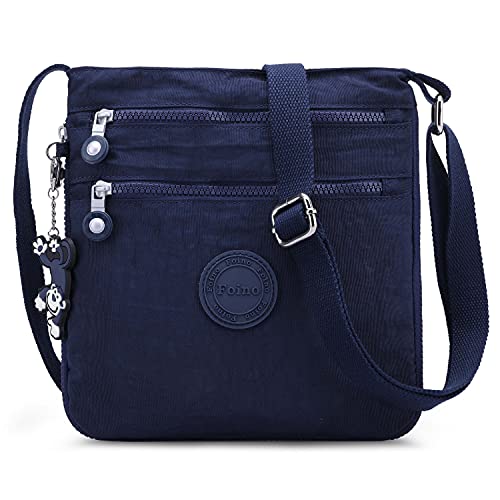 Foino Sac bandoulière Femme Sac Porté épaule Sacoche de Cours Sac Besace Vintage Sac de Messager Sac de Voyage pour Université Sac à Main Mode école Sac Cabas Sport Bourse,Bleu,M Cover