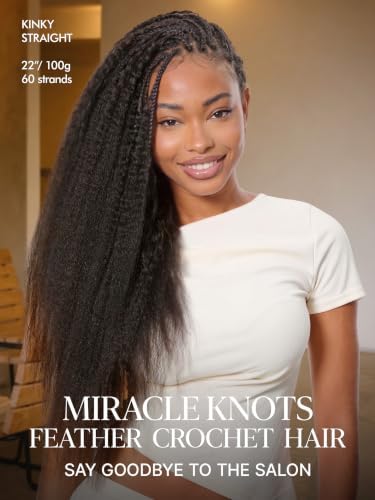 LUVME Kinky Straight Miracle Knots Crochet Human Hair 16in 160g 130 Strands - 1