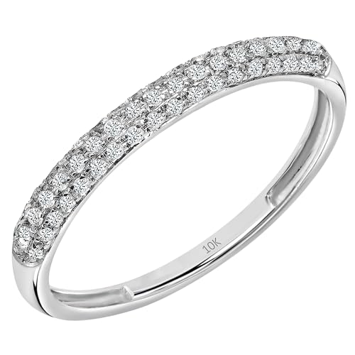 Dazzlingrock Collection 0.25 Cttw Round White Diamond 3 Row Studded Wedding Band for Her in 10K Solid Gold