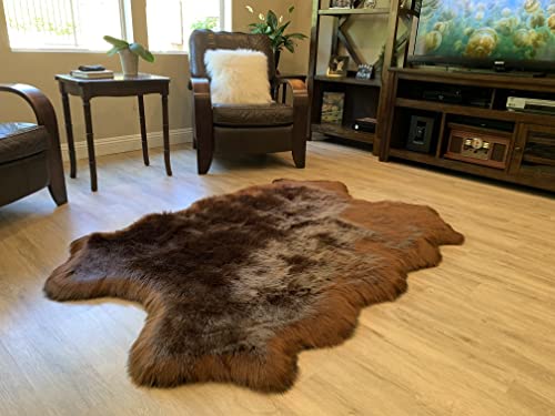 Tapete sintético LAMBZY Quatro 4 Pelts 4'x6' Marrón miniatura 6