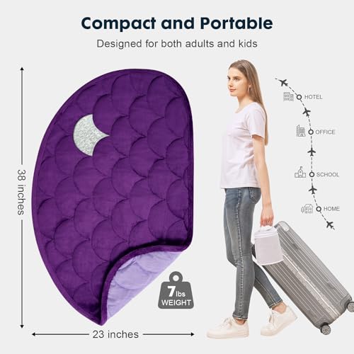 Uttermara Weighted Lap Blanket 5 lbs, Weighted Lap Pad for Adults, Reversible for All-Season Relaxation and Calming, Small Lap Pad for Nap Travel Home and Office, Purple 23" x 38" - Image 5