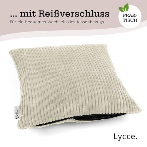 Lycce Kissenbezug Cordstoff Beige 40x40 cm - Hochwertige & Langlebige Kissenhülle für Dekokissen, Ideal für Sofa & Bett – Bild 6