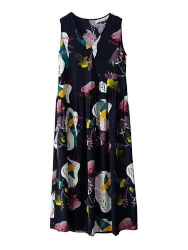 Robe midi en soie pour femme imprimé floral tropical asymétrique sans manches