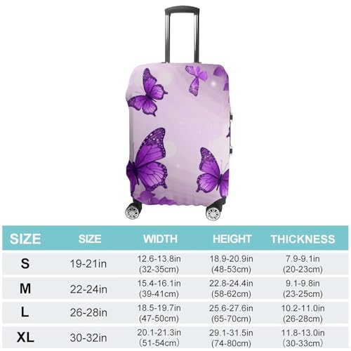 Purple Butterflies Luggage Cover, Washable Elastic Suitcase Cover Protector Fit 18-32 Inch Luggage2