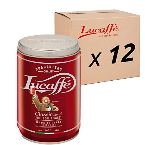 LUCAFFÉ Classic granos de café 250 gr en 12 latas ahorra aroma, 80% café Arábica 20% Robusta, sabor dulce, aroma tostado…