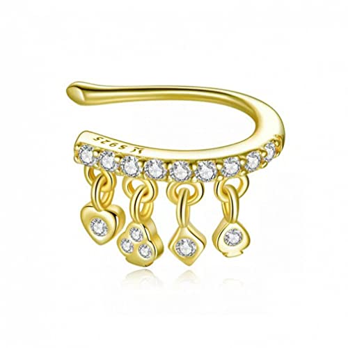 Poker oreille manchette argent sterling clip doré pendentifs transparents