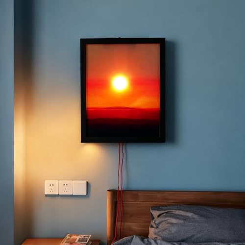 Genérico Cuadro De Puesta De Sol Iluminada Y Ajustable, Decorativa Atardecer Amanecer, Lamparas De Pared Para Dormitorio, 3 Niveles De Brillo De Brillo Que Se Elevan, Estado De áNimo CáLido