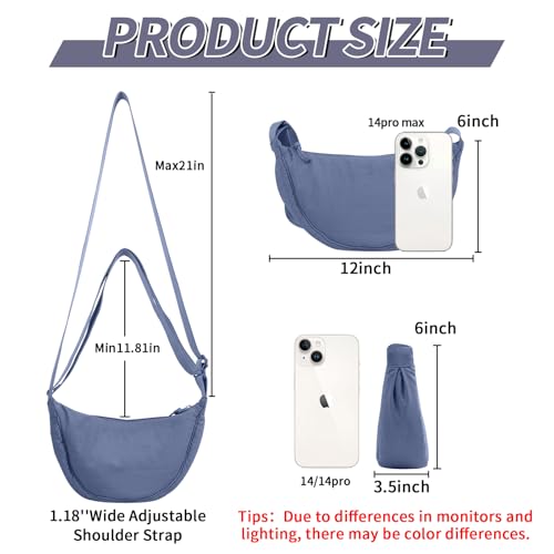 Image of Nylon Crescent Crossbody Bag for Women Men, Small Travel Sling Bag