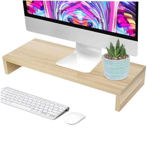 Wooden Monitor Stand for computer Laptop Desk Organizer Natural Color 50 x 20 x 7.7 cm