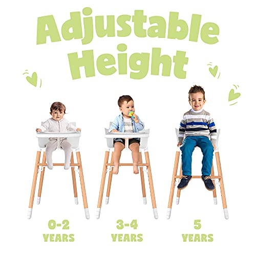 Ashtonbee Wooden High Chair For Babies And Toddlers, Sturdy Baby Highchairs, Baby Feeding Chair With Adjustable Wooden Chair Legs, Removable Tray, And Harness #TOP4