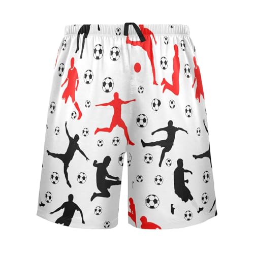 Soccer Player Ball Pajama Shorts for Men Lounge Pants Sleep Bottoms Men'S Sleep Shorts with Pockets, S-XXL