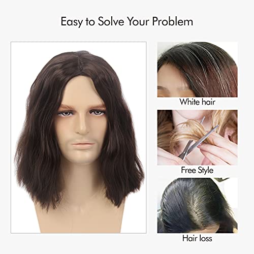 Medisifa Long Mens Wig Wavy Men Wig For Party Curly Wigs For Man Male Hippie Rocking 70S 80S Them Party Cosplay Costume Anime Heat Resistant Synthetic Hair Wig With Cap (Middle Brown) #TOP3