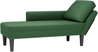 Chaiselongue mit Kissen Dunkelgrün Cordstoff, 132x56x70 cm mit ergonomischer Polsterung, Armlehne und komfortabler Lehne für Wohnzimmer, Schlafzimmer, Büro und entspannte Leseecke