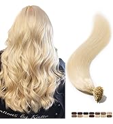Elailite I Tip Hair Extensions Pre Bonded Real Human Hair Silky Straight #60 Platinum Blonde (16 ...