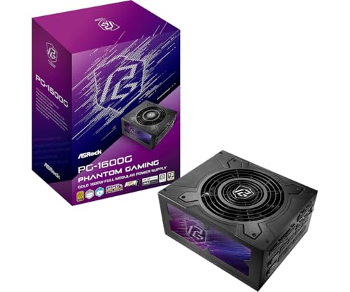 Netzteil ASROCK PG-1600G, PSU, 1600 W, 80 Plus Gold, 135 mm, modular, PCI-E 5.1 (12+4pin) x2, PCI-E (6+2 Pin) x8, SATA (5-polig) x12
