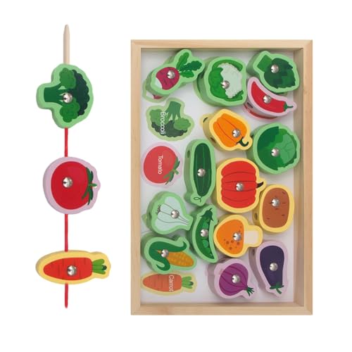 Samuliy Juguete de pesca de madera | Juego de pesca para niños pequeños, juguetes de habilidades motoras finas, juguetes educativos de pesca sin bordes afilados, juegos magnéticos para niños, niñas,