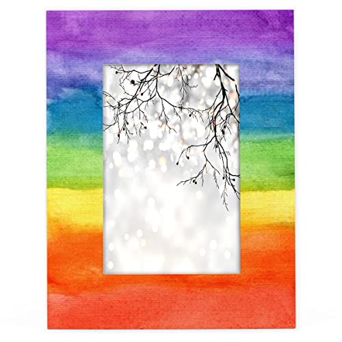 Auuxva Picture Frames 4X6 For Wall Decor Abstract Art Stripe Rainbow Hanging Picture Frame With Stand Large Wood Photo Poster Frames Collage For Tabletop, Acrylic Face #TOP9