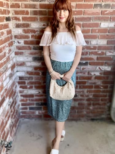 Image of Naggoo Midi Skirts for Women Summer Elastic High Waisted Basic Straight Skirt with Slit