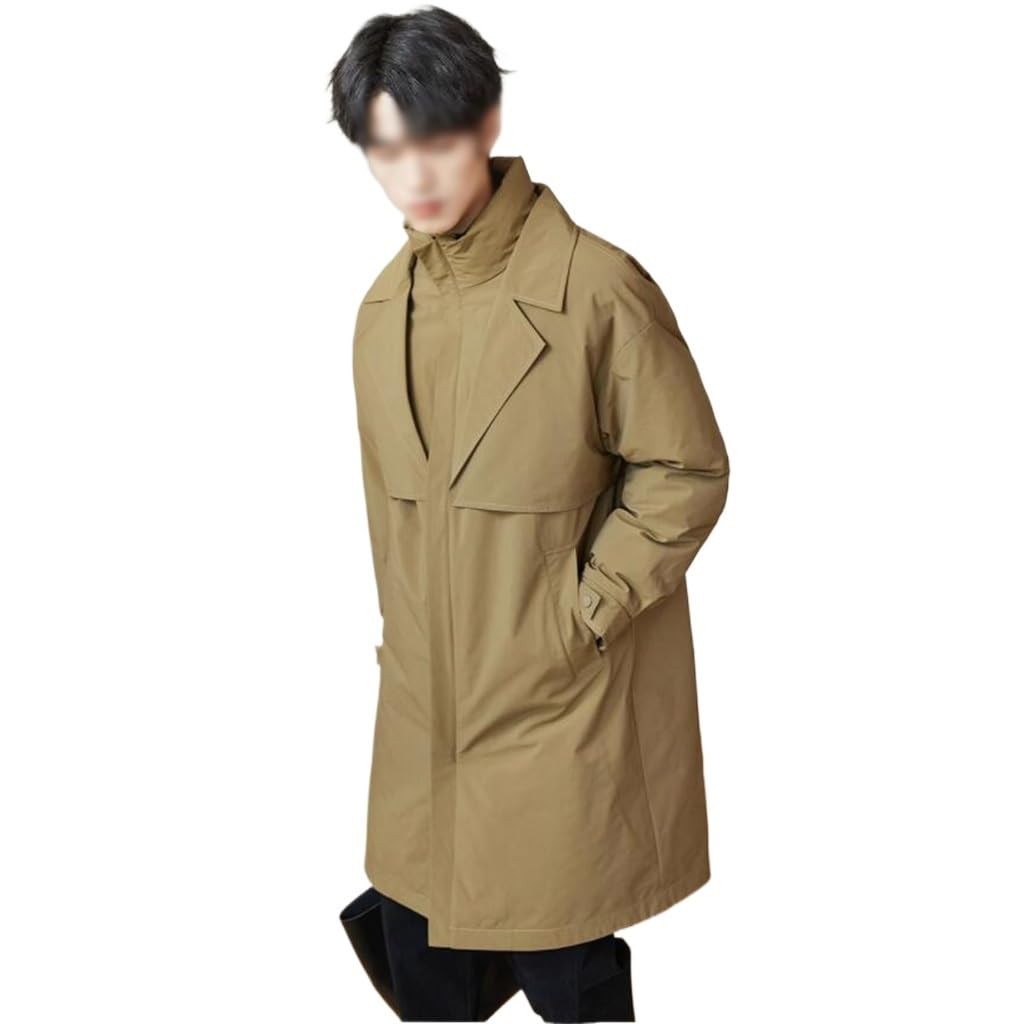 Giacca a ventos Piumino da Uomo Colletto Senza Cappello Piumino D'Anatra Bianco Cappotto Lungo da Uomo Caldo Autunnale e Invernale(Medium)