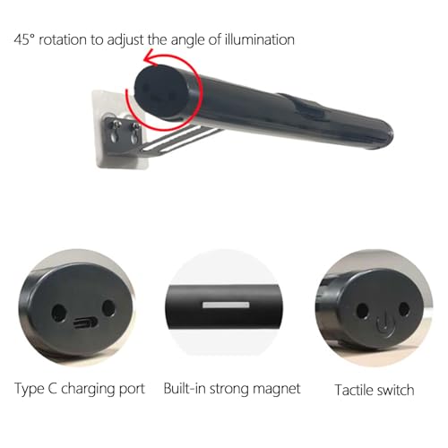Aplique de pared LED táctil y regulable negro con batería USB para dormitorio 2