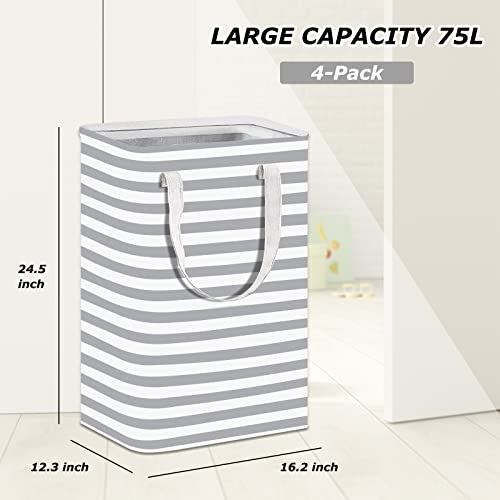 Twoyu 4 Pack Large 75L Laundry Basket ，Waterproof,Collapsible Laundry Hamper With Extended Handles ，Laundry Baskets Organization For Clothes In The Family Dorm (4 Colour) #TOP2