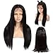 RECOOL 10A Straight Lace Front Human Hair Wigs 150% Density Brazilian Hair Straight 13x4 Lace Front Wig with Baby Hair for Black Women Natural Color (24 inch)