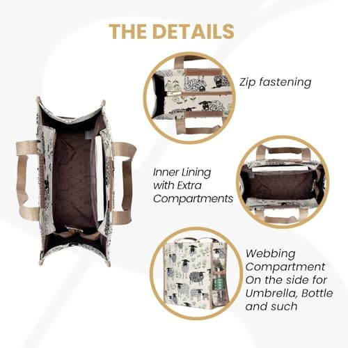 Signare Tapestry Shoulder Bag Shopping Bag for Women with Floral Tulip White Design3