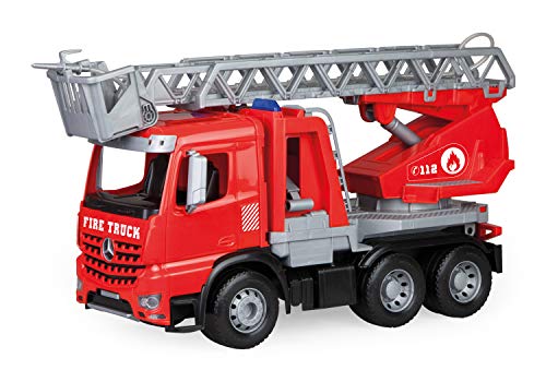 Lena 04615 - Worxx Feuerwehr Leiterwagen Mercedes Benz Arocs, Feuerwehrauto ca. 48 cm, Feuerwehrwagen, Rot