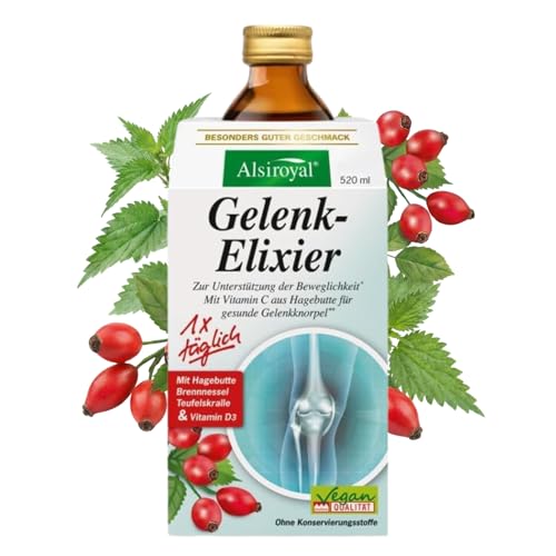 Alsiroyal Gelenk-Elixier 520ml für Beweglichkeit & gesunde Gelenkknorpel mit Brennnessel Teufelskralle Vitamin C & D3-1x täglich 40ml - angenehmer Geschmack Nahrungsergänzungsmittel
