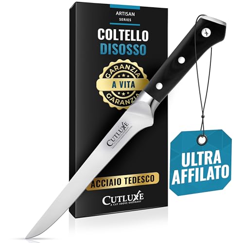 Cutluxe Coltello da Disosso Professionale, 15cm, Coltello per Sfilettare Pesce e Carne, Acciaio al Carbonio, Lama Affilata e Resistente, Artisan Series