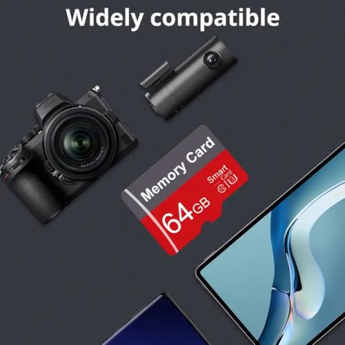 Image of 2 Pack Memory Card 64GB with Adapter, High Speed TF Card, UHS-I C10 A1 Memory TF Card for Tablet /Mobile Phone /Camera /Car Audio /Game Console (64, GB)