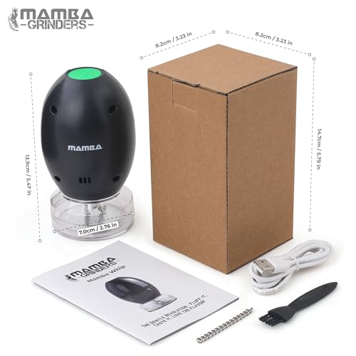 Image of Mamba Grinder Electric Spice & Herb Grinder for the Kitchen, Whip Chain Type One-Handed Mill, USB Rechargeable, Easy to Use and Clean, Black