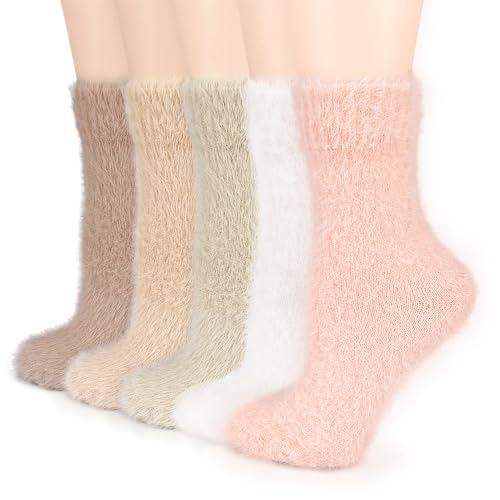 Image of BROPAPAP Fuzzy Socks for Women Men Fluffy Thick Warm Winter Soft Cozy Plush Sleep Home Fleece Cabin Soft House Socks Gifts