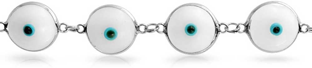 Protection Good Luck Amulet Turkish Translucent Glass Bead Evil Eye Bracelet For Women Teen Gold Plated .925 Sterling Silver Red Yellow Orange Blue Green White Pink Black Multicolor 7-7.5 Inch