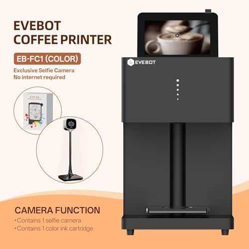 EVEBOT Machine à café latte couleur EB-FC1 Imprimante à café de qualité alimentaire avec appareil photo personnalisée, impression photo selfie, décoration de gâteau à faire soi-même pour cafés, musées – vue 8