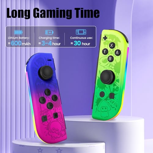 Haiovia Replacement Controllers for Nintendo Switch, OLED, Lite | Dual Vibration, Motion Control, Wake-Up Function, RGB Lighting, 15-Hour Battery (Purple) - Image 4
