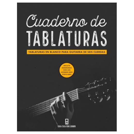 Cuaderno de tablaturas de guitarra: TABLATURAS en blanco para guitarra de seis cuerdas. Incluye diagramas con los acordes más populares