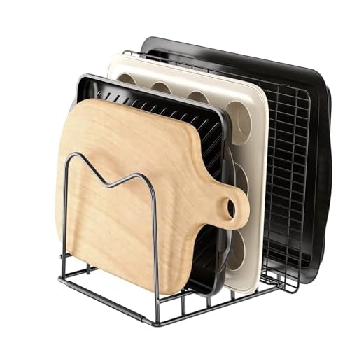 ORDORA Cutting Board Holder Stand Rack Organizer for Cabinet, 5mm Wire Storage Rack for Countertop, Baking Cookie Sheet Pan Organizer inside Cabinet, Chopping Board Holder for Pots, Lids and Skillets