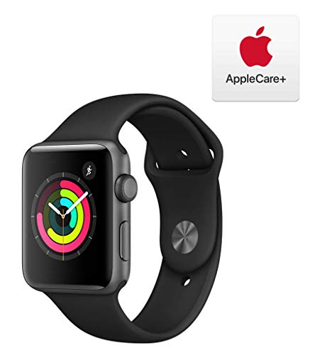Apple Watch Series 3 (GPS, 42mm) - Space Gray Aluminum Case with Black Sport Band with AppleCare+ Bundle