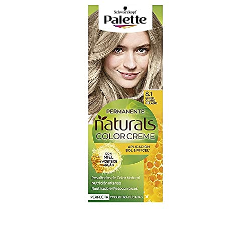 Schwarzkopf Palette Naturals Color Creme - Tono 8.1 cabello Rubio Claro Helado - Coloración Permanente – Óptima cobertura de canas – Colores naturales