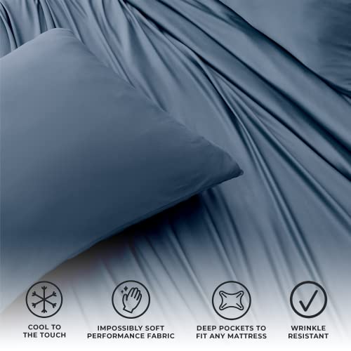 Great Bay Home Luxury Microfiber King Sheet Set | Ultra-Soft, Cooling Microfiber Bed Sheets | Deep Pocket, Soft Sheets | 4 Piece Bedroom Set Essentials (King, Oceana) #TOP1