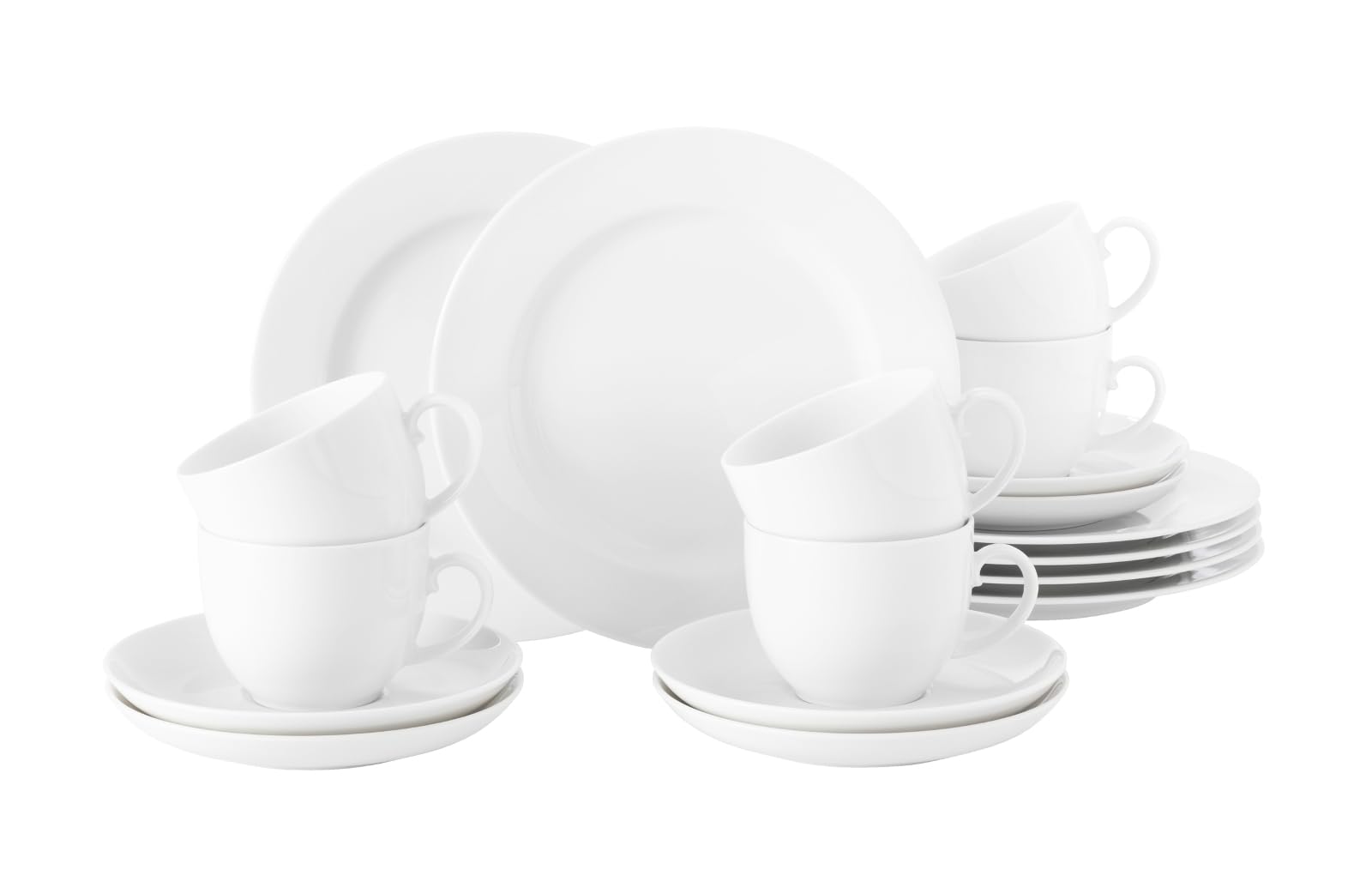 Seltmann Weiden Kaffeeservice 18-teilig | Rondo Liane uni, 6 Personen, Weiß