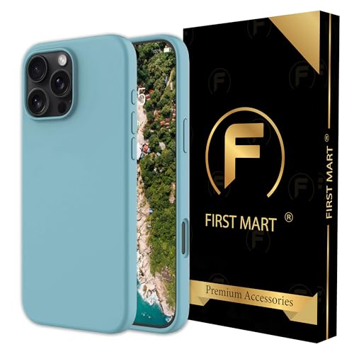 Image of FIRST MART Silicone Back Case for iPhone 16 Pro, Soft-Touch Phone Back Cover for Apple iPhone 16 Pro - Sky Blue