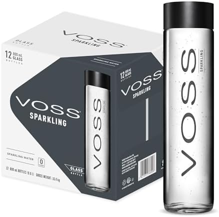 Voss Sparkling, Glass Bottle, 800 ml (Pack Of 12)