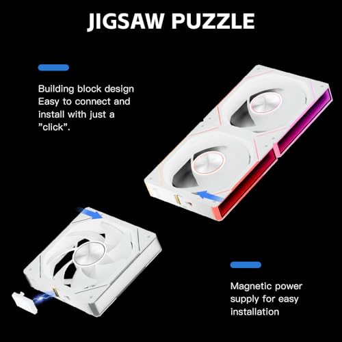 Image of Fan JM-SE 3IN1 BK 120 Fan Infinity Mirror Module Daisy-Chain 5V ARGB PWM Case Fans 120mm Triple Pack Suitable for Computer Case & CPU Cooling (White)