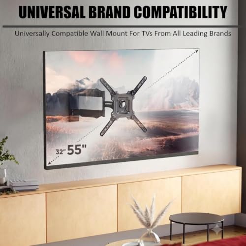 Image of Caprigo Full Motion TV Wall Mount Bracket for 32 to 55 Inch LED /HD /Smart TV's, Universal Heavy-Duty TV Stand for Wall with Swivel Rotation & Tilt Adjustments (M460 /P4)